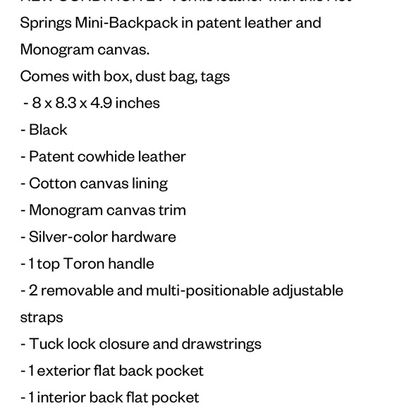 Authentic Louis Vuitton Hot Springs Patient Mini Vernice Leather Backpack - Picture 11 of 11